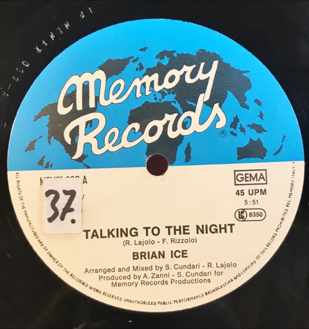 Brian Ice – Talking To The Night 12'' Maxi Single Plak - Görsel 3