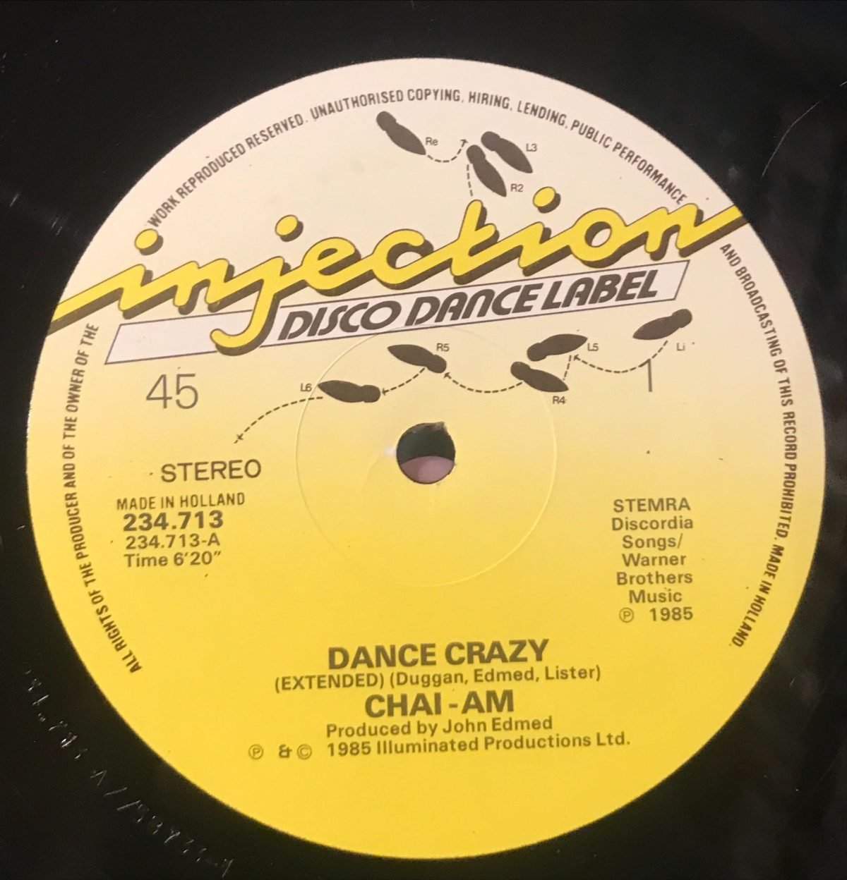 Chai-Am – Dance Crazy 12'' Maxi Single Plak - Görsel 3