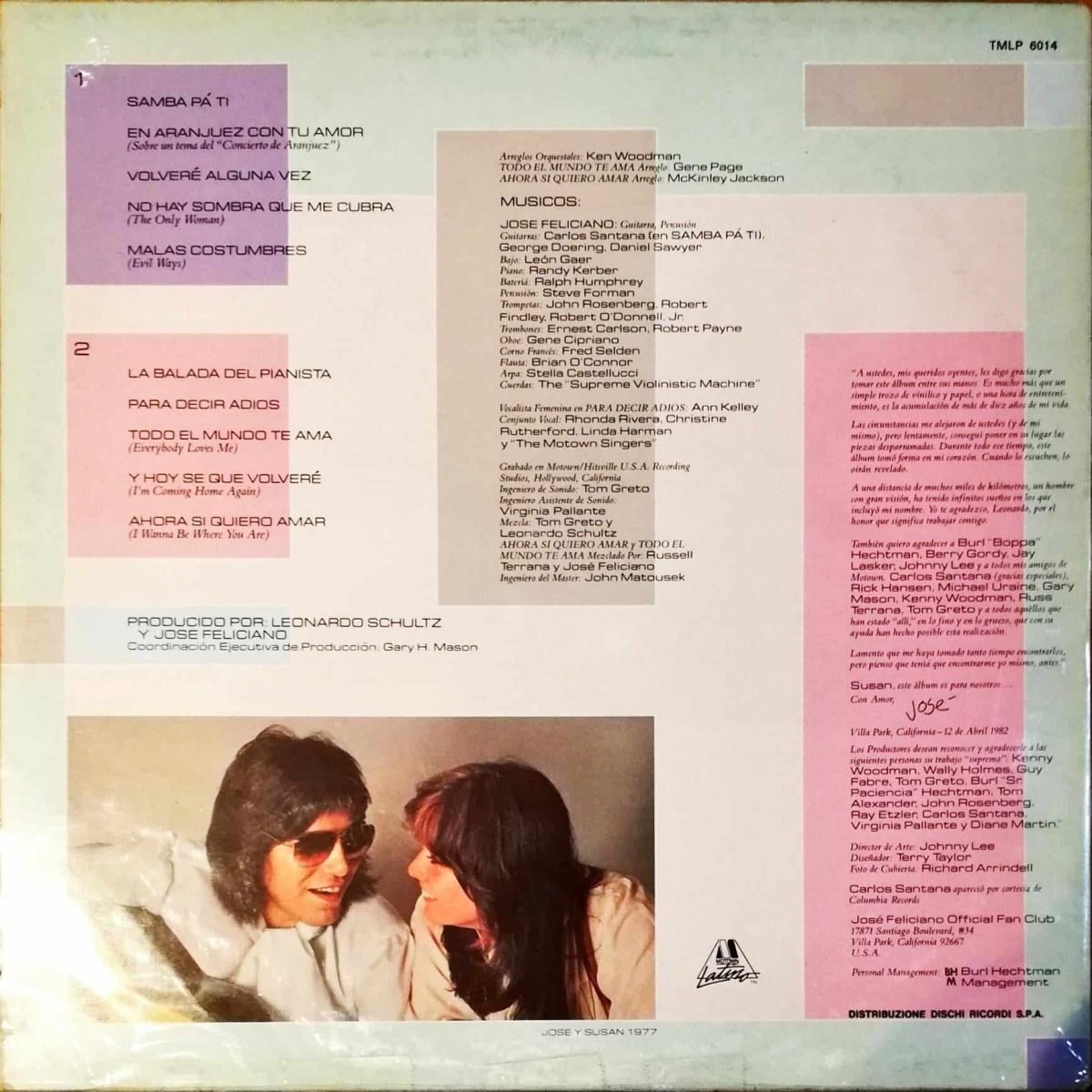José Feliciano – Escenas De Amor LP Plak - Görsel 2