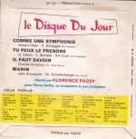 Florence Passy Et Pierre Sellin – Le Disque Du Jour N°23 45lik Plak - Görsel 2