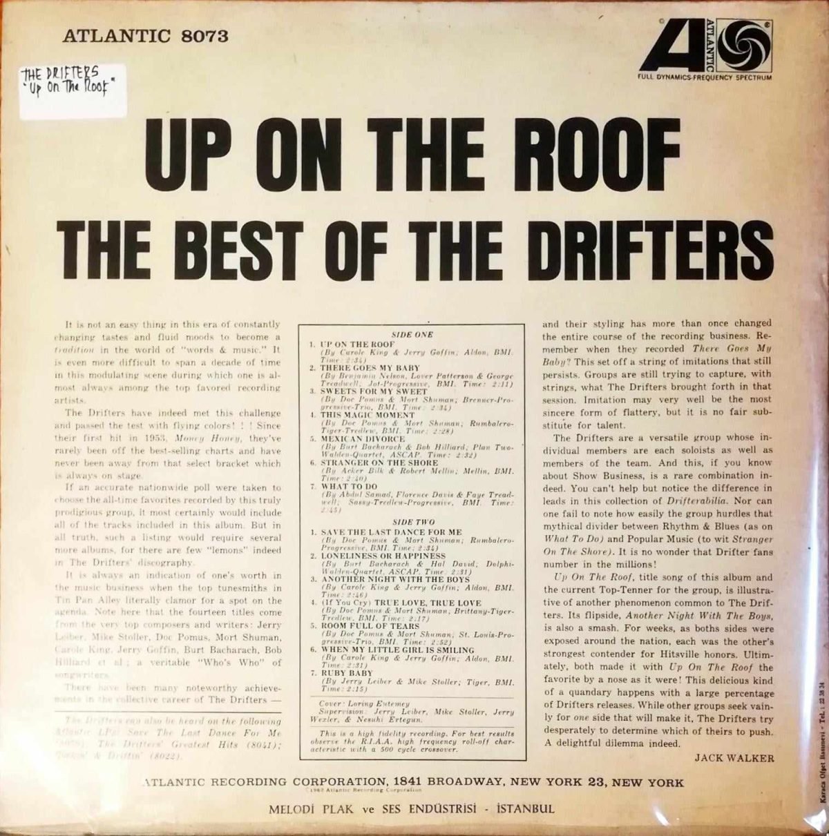The Drifters – Up On The Roof - The Best Of The Drifters LP Plak - Görsel 2