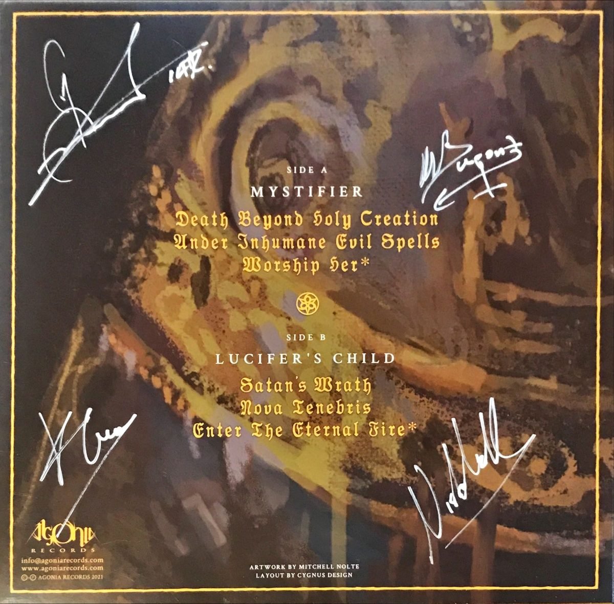 Mystifier / Lucifer's Child – Under Satan's Wrath LP Plak (İmzalı) - Görsel 2