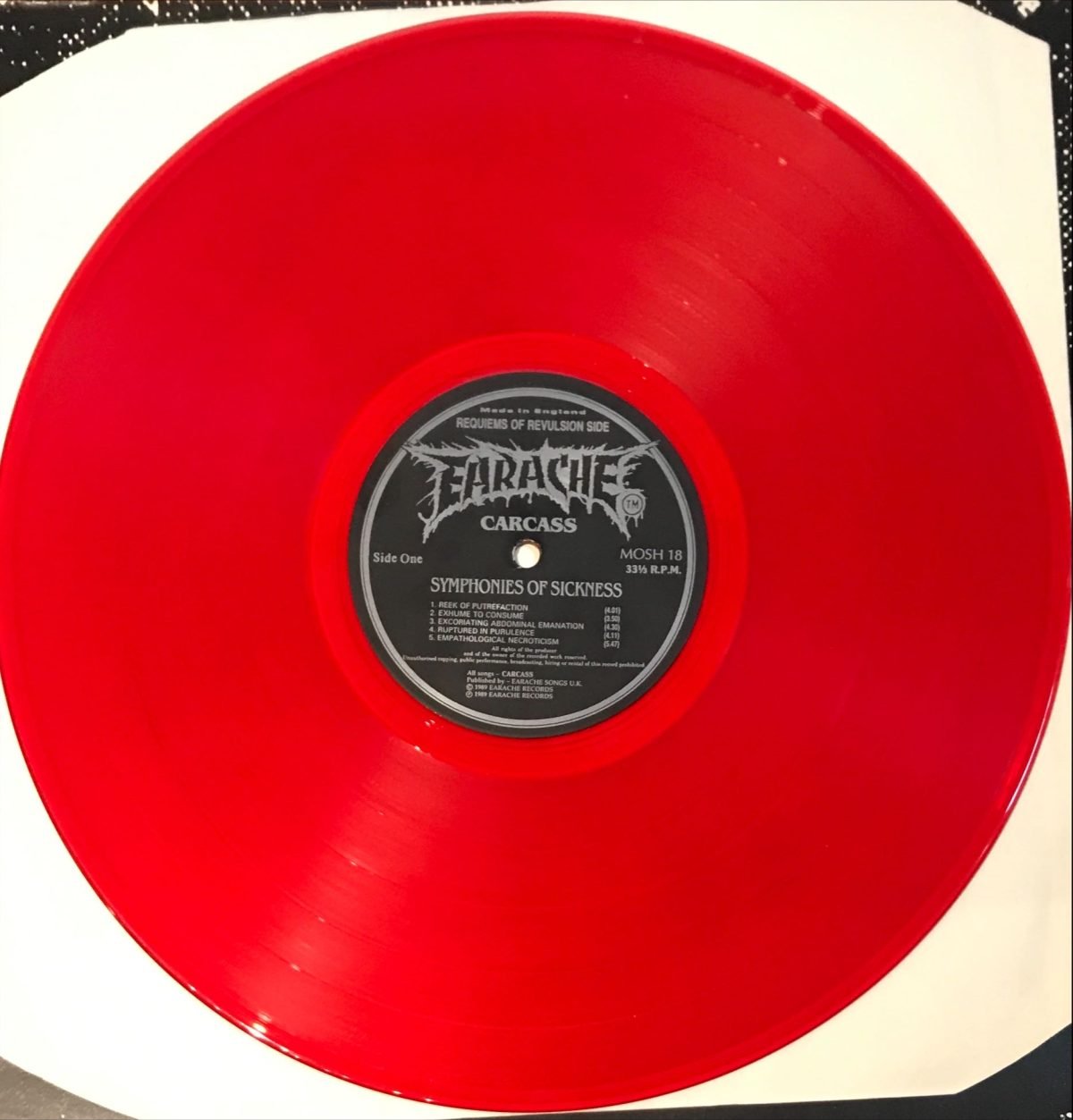 Carcass ‎– Symphonies Of Sickness LP Renkli Plak - Görsel 2