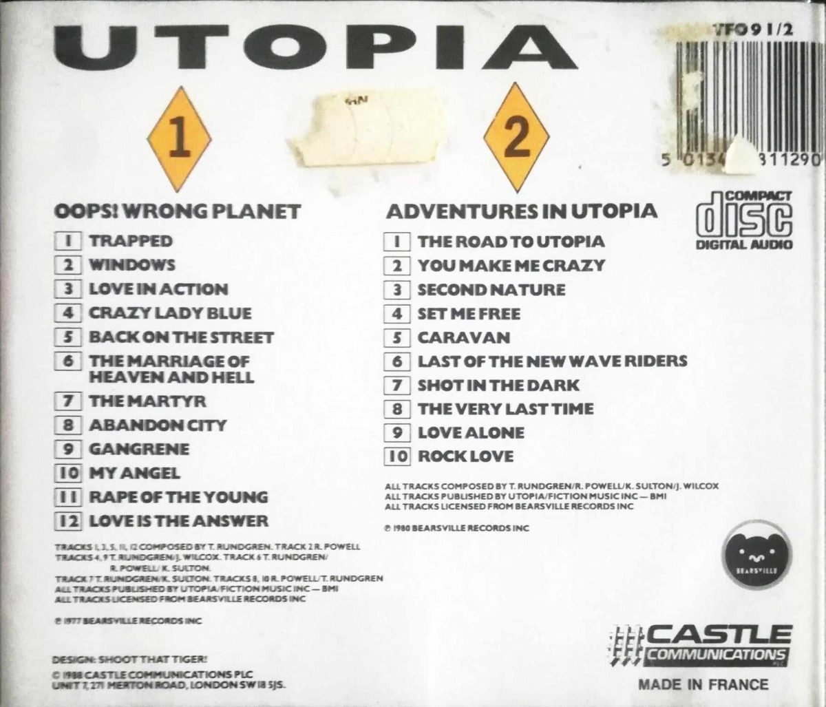 Utopia – Oops! Wrong Planet / Adventures In Utopia 2CD - Görsel 2
