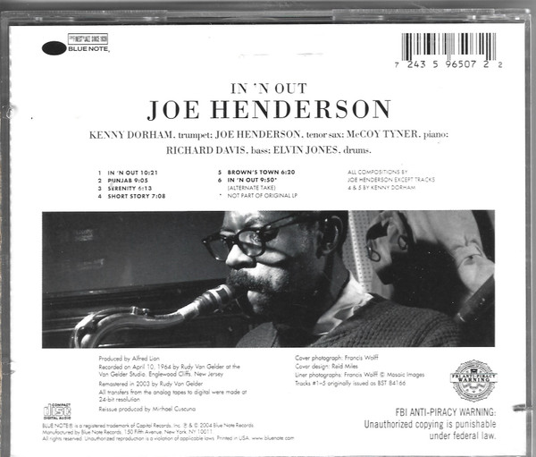Joe Henderson – In ‘N Out CD – Deform Müzik