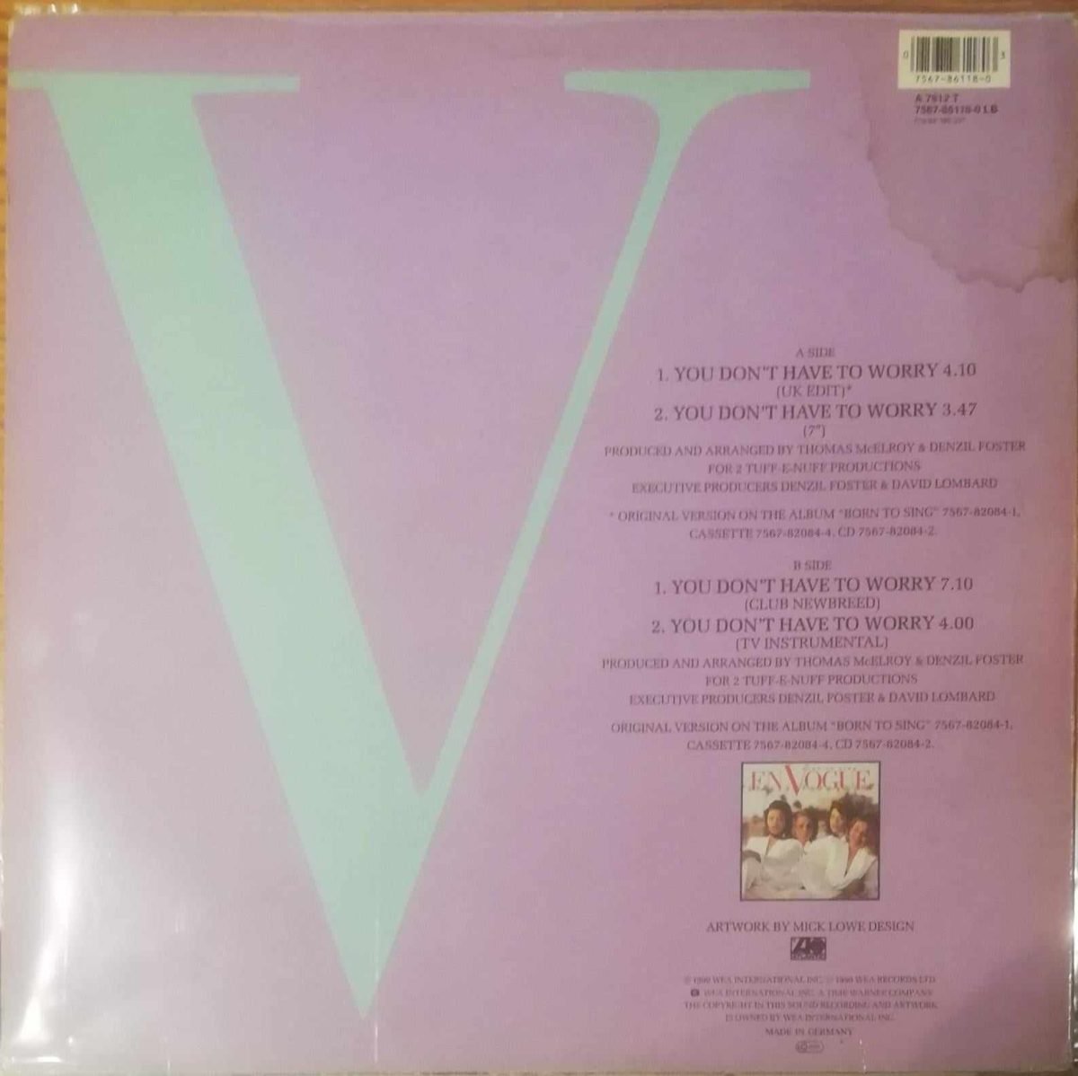 En Vogue – You Don't Have To Worry 12'' Maxi Single Plak - Görsel 2