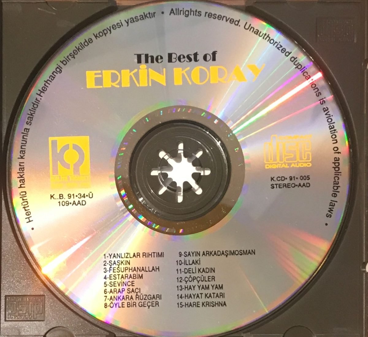 Erkin Koray ‎– The Best Of Erkin Koray CD (1991 Pembe Bandrol) - Görsel 3