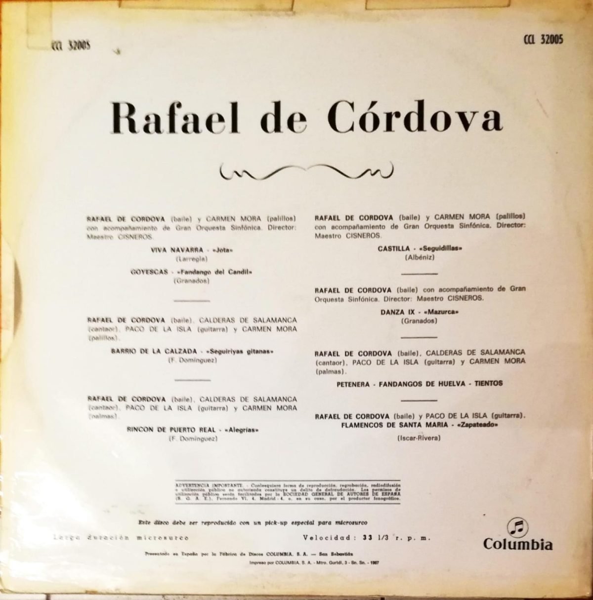 Rafael de Cordova – Rafael de Córdova LP Plak - Görsel 3