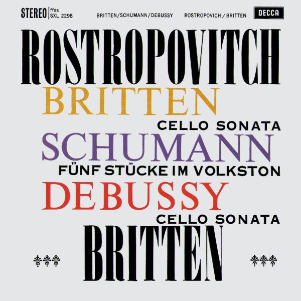 Mstislav Rostropovich, Benjamin Britten, Claude Debussy, Robert Schumann – Sonata in C for Cello and Piano LP Plak