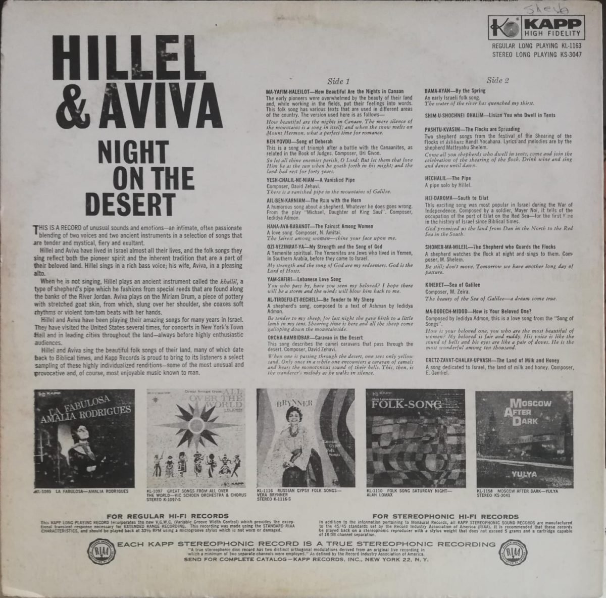 Hillel And Aviva – Night On The Desert LP Plak - Görsel 2
