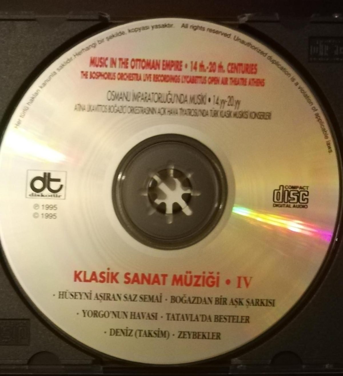 The Bosphorus Orchestra – Osmanlı İmparatorluğu'nda Musiki 14.yy-20.yy = Music In The Ottoman Empire 14th.-20th. Centuries (IV Klasik Sanat Müziği) CD - Görsel 2