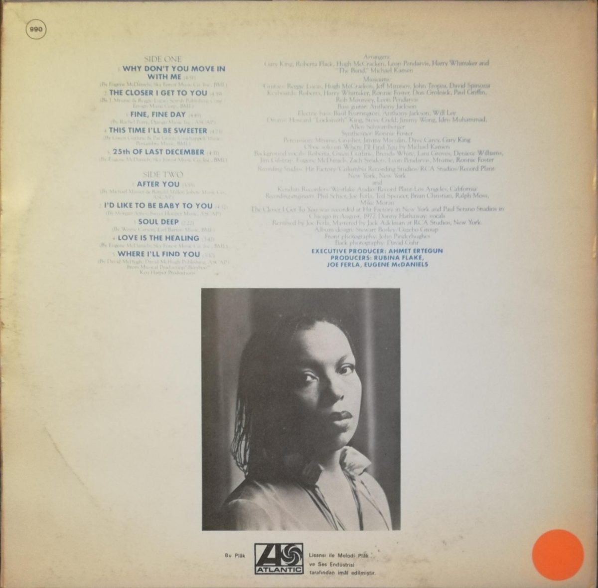 Roberta Flack – Blue Lights In The Basement LP Plak - Görsel 3