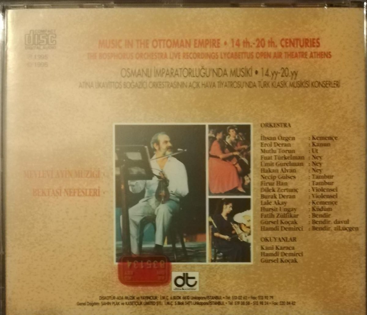 The Bosphorus Orchestra – Osmanlı İmparatorluğu'nda Musiki 14.yy-20.yy = Music In The Ottoman Empire 14th.-20th. Centuries (II Tarikat Müziği) CD - Görsel 3