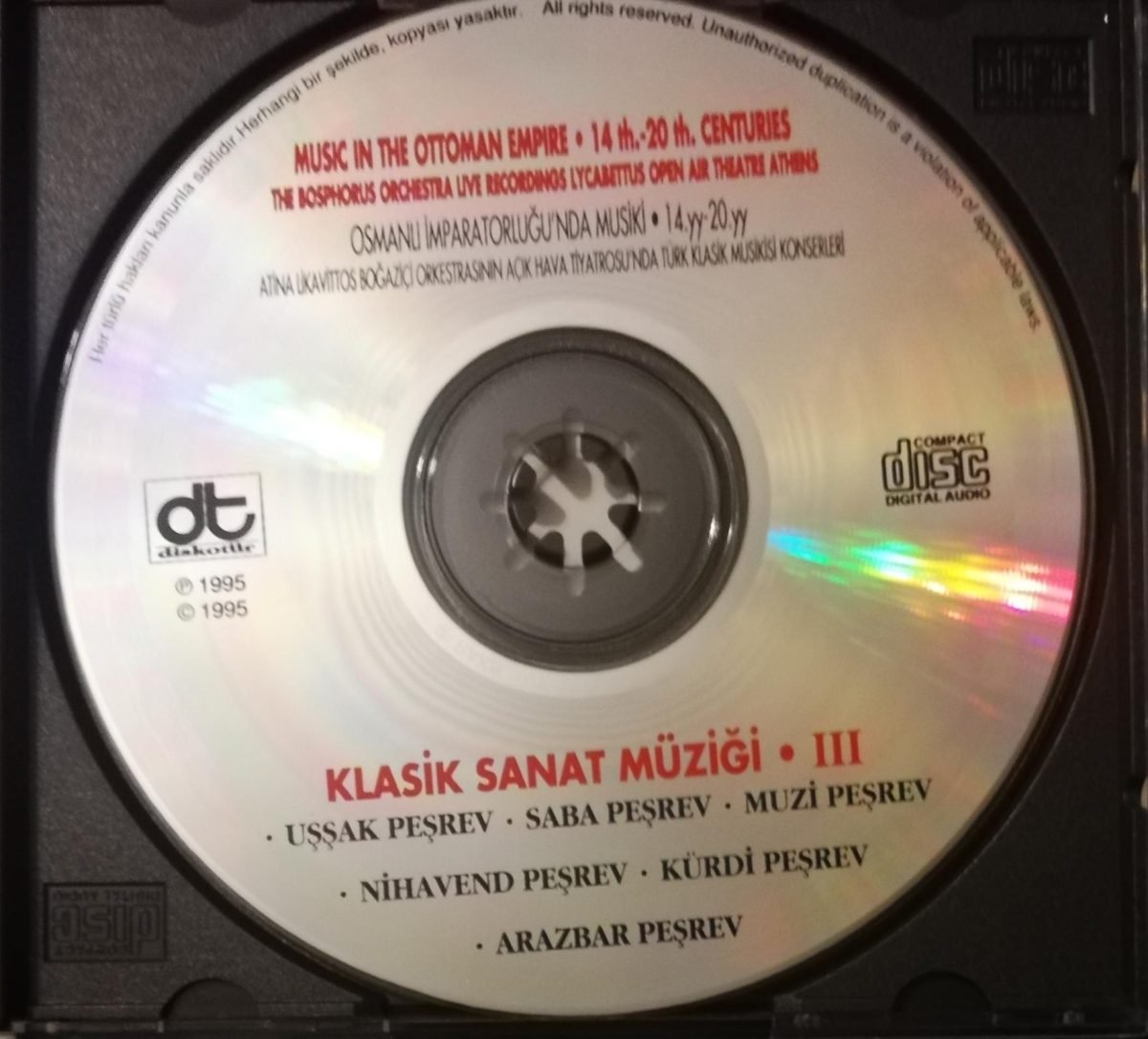 The Bosphorus Orchestra – Osmanlı İmparatorluğu'nda Musiki 14.yy-20.yy = Music In The Ottoman Empire 14th.-20th. Centuries (III Klasik Sanat Müziği) CD - Görsel 2