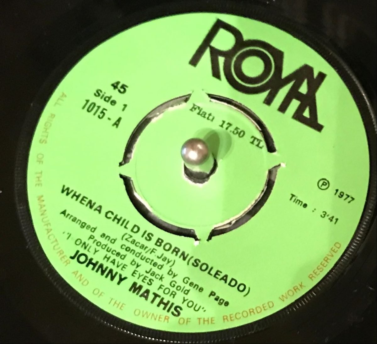 Johnny Mathis – When A Child Is Born 45lik Plak - Görsel 2