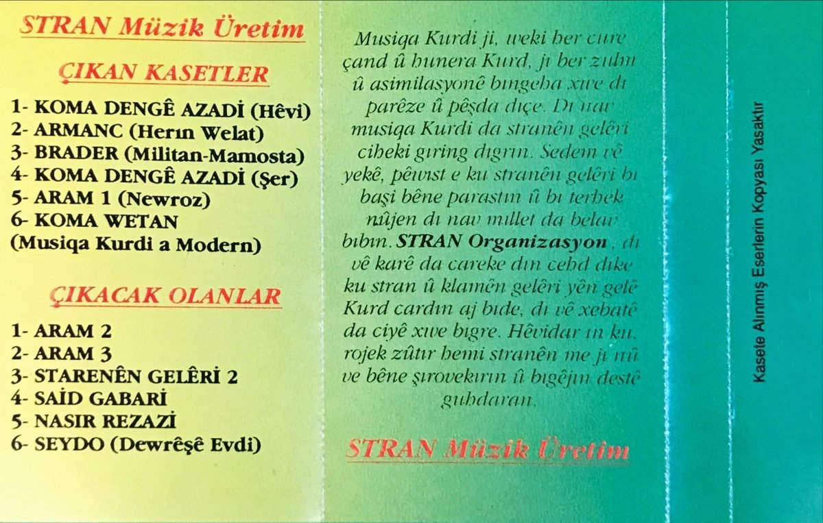 Ehmedo Roni ‎– Stranen Geleri Kürtçe Kaset - Görsel 3