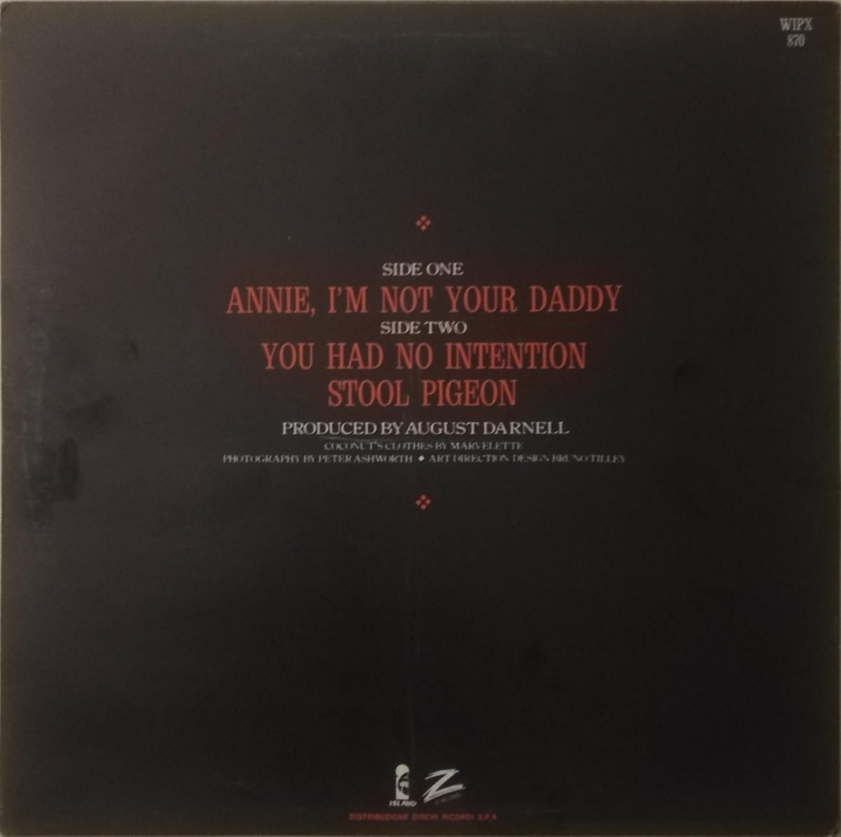 Kid Creole & The Coconuts – Annie, I'm Not Your Daddy 12'' Maxi Single Plak - Görsel 2