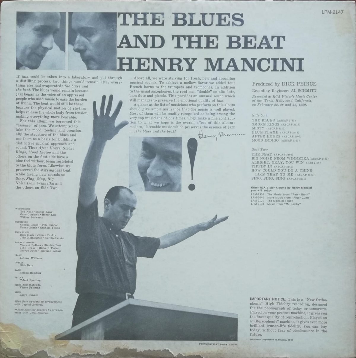 Henry Mancini – The Blues And The Beat LP Plak - Görsel 2