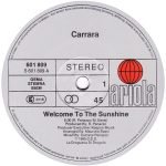 Carrara – Welcome To The Sunshine 12'' Maxi Single Plak - Görsel 3