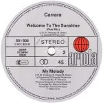 Carrara – Welcome To The Sunshine 12'' Maxi Single Plak - Görsel 4