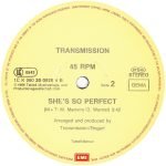 Transmission – Angel / She's So Perfect 12'' Maxi Single Plak - Görsel 4