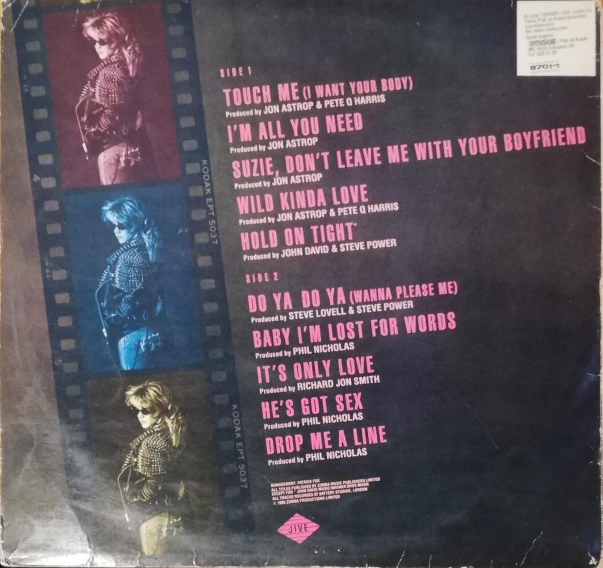 Samantha Fox ‎– Touch Me (I Want Your Body) LP Plak - Görsel 2