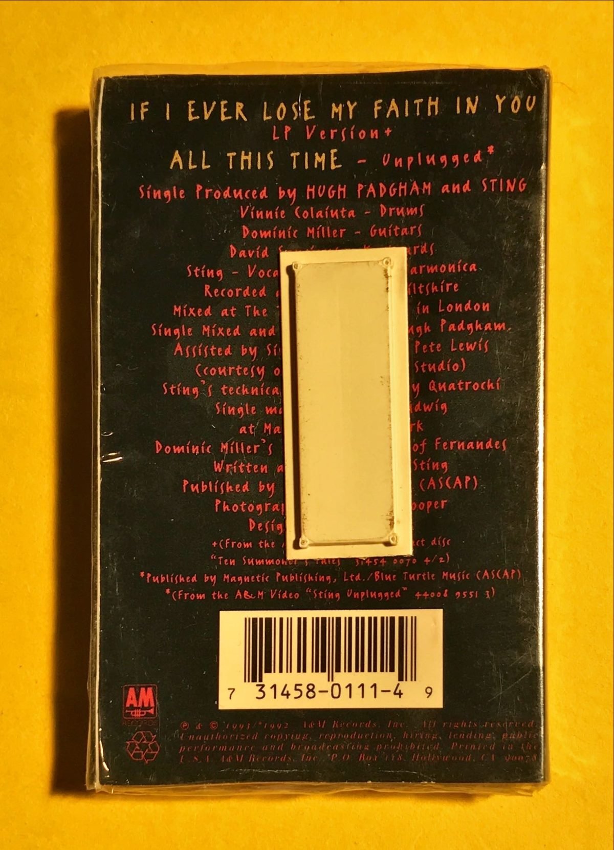 Sting – If I Ever Lose My Faith In You Kaset Single - Görsel 2