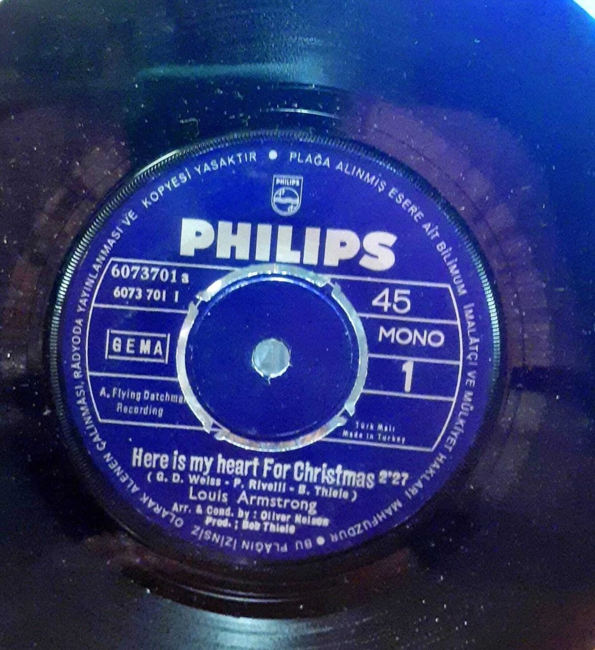Louis Armstrong – Here Is My Heart For Christmas 45'lik Plak - Görsel 2
