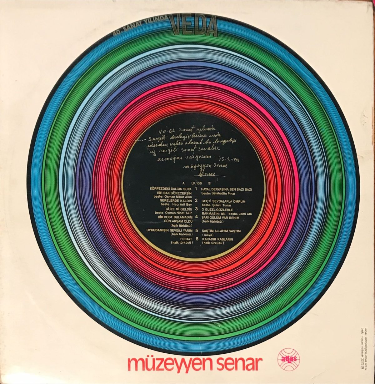 Müzeyyen Senar – 40. Sanat Yılında Veda LP Plak - Görsel 2