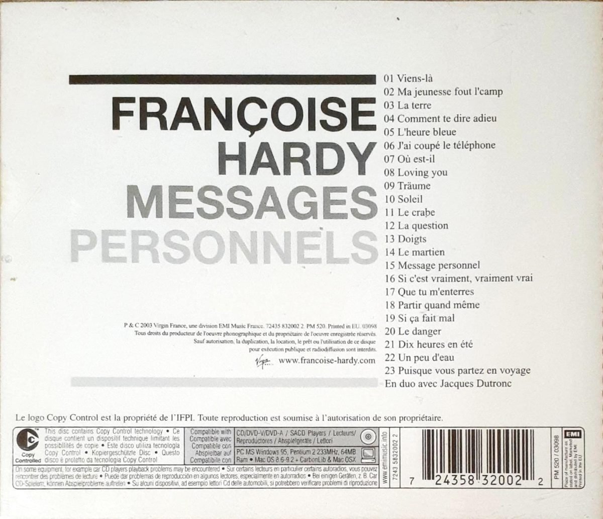 Françoise Hardy – Messages Personnels CD - Görsel 2