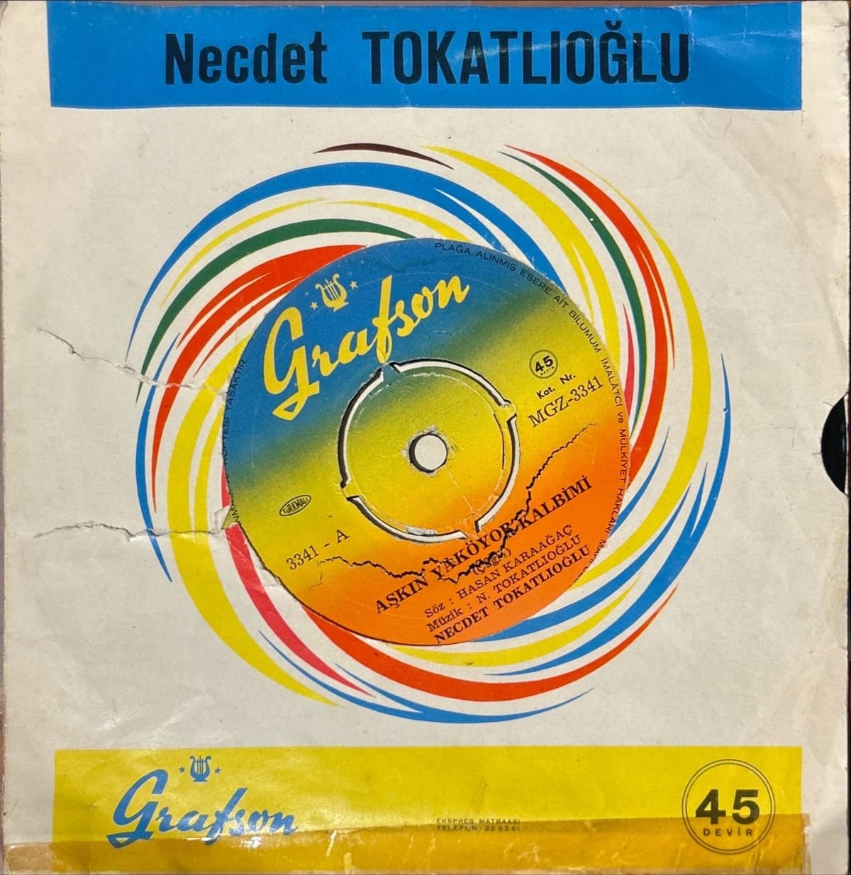 Necdet Tokatlıoğlu – Aşkın Yakıyor 45lik Plak - Görsel 2