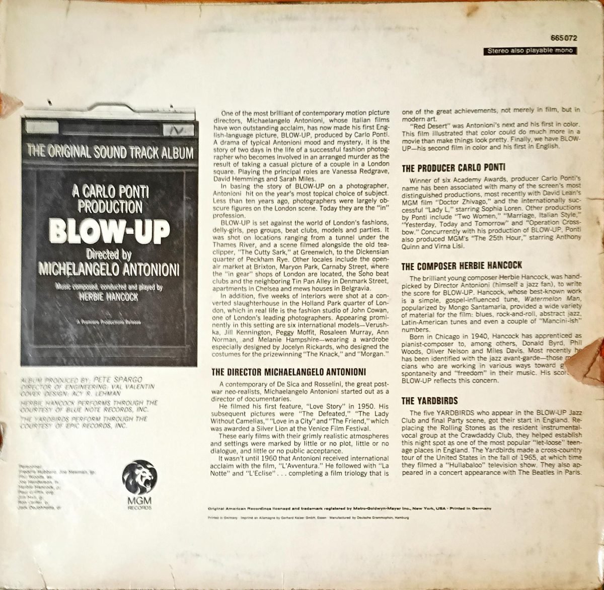 Herbie Hancock – Blow-Up (The Original Sound Track Album) Plak - Görsel 2