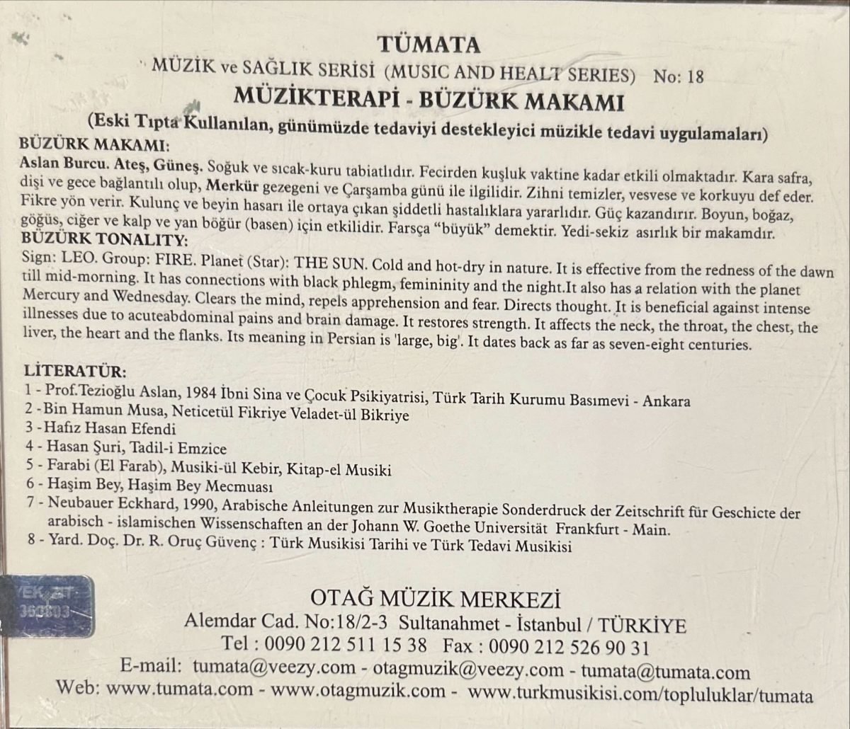 Tümata – Müzikterapi Büzürk Makamı CD - Görsel 2