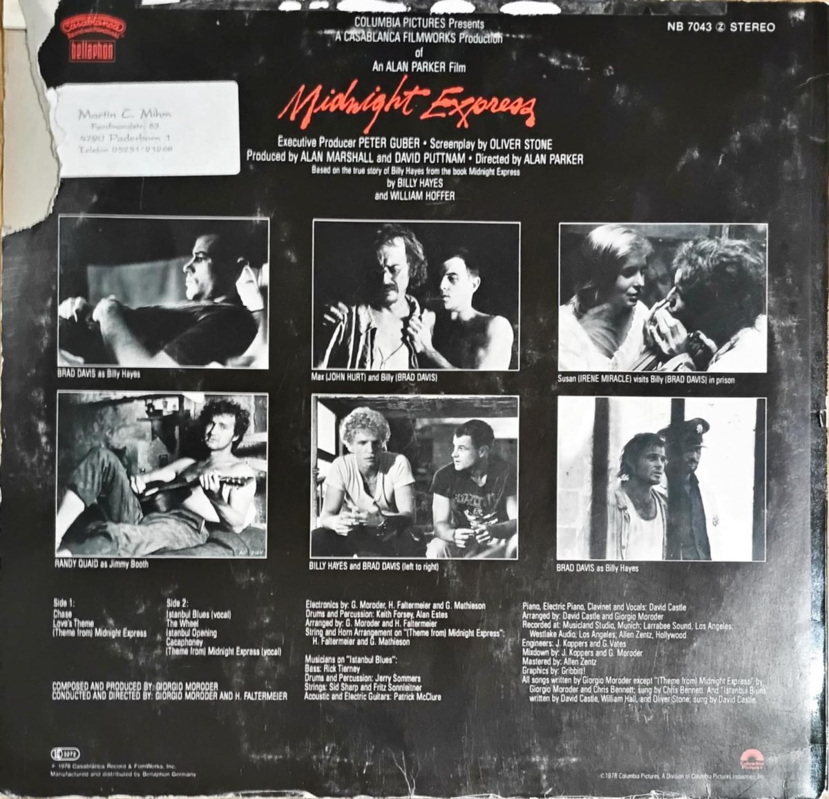 Giorgio Moroder – Midnight Express (Music From The Original Motion Picture Soundtrack) LP Plak - Görsel 2