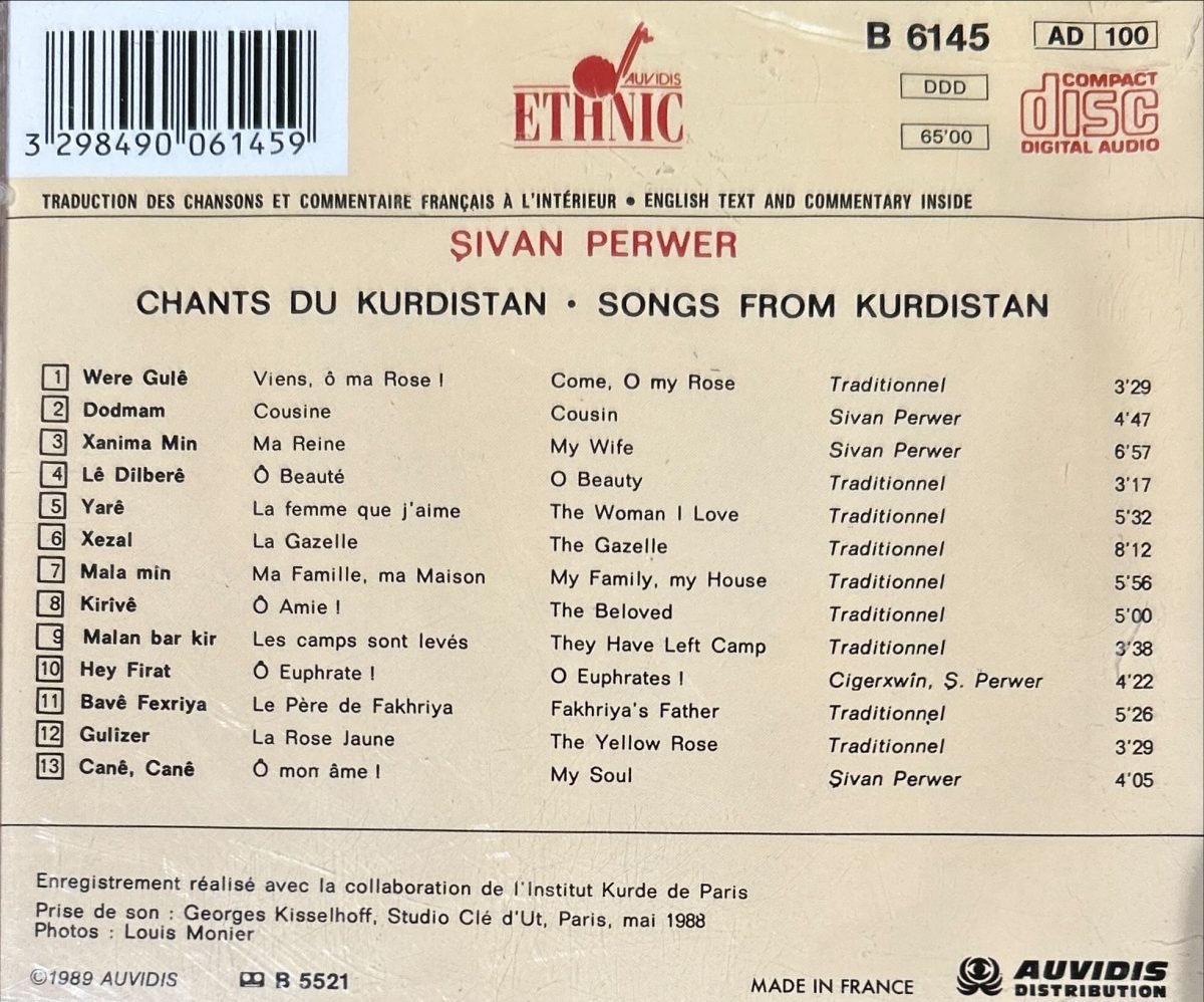 Şivan Perwer – Chants Du Kurdistan CD - Görsel 2