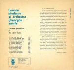 Benone Sinulescu Și Orchestra Gh. Zamfir – Cîntece Populare Și De Voie Bună LP Plak - Görsel 2