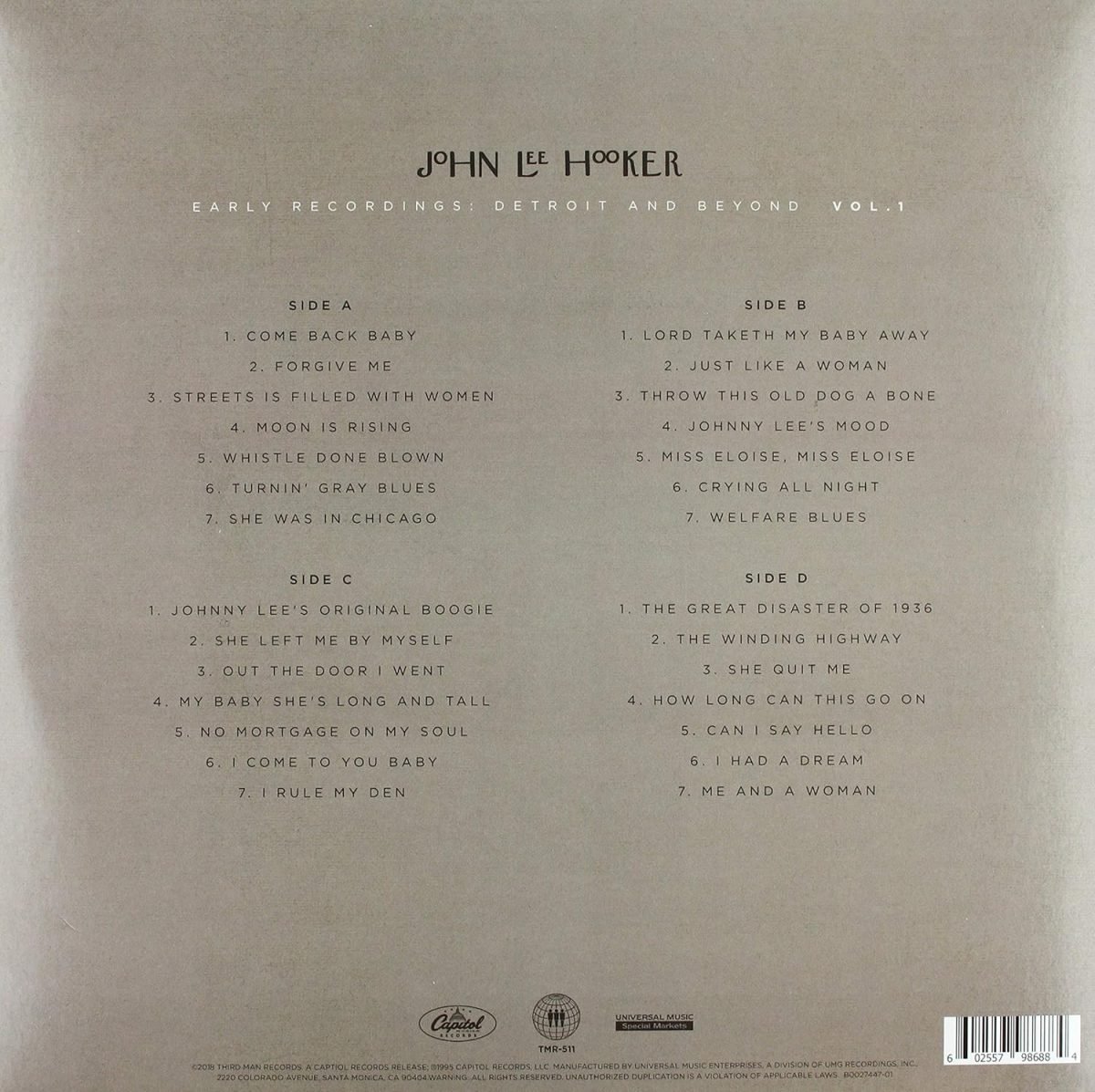 John Lee Hooker – Early Recordings: Detroit And Beyond Vol. 1 2LP Plak - Görsel 2