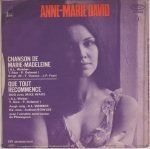 Anne-Marie David – Chanson De Marie-Madeleine 45lik Plak - Görsel 2