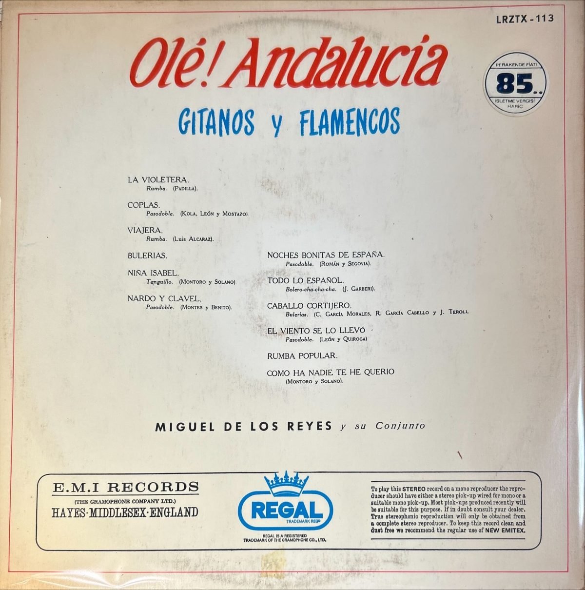 Miguel De Los Reyes – Ole! Andalucia (Gitanos Y Flamencos) LP Plak - Görsel 2