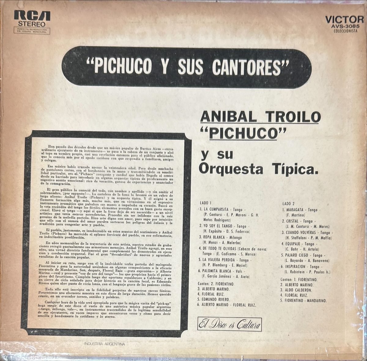 Aníbal Troilo Y Su Orquesta Típica – Aníbal Troilo (Pichuco) Y Sus Cantores LP Plak (Tango) - Görsel 2