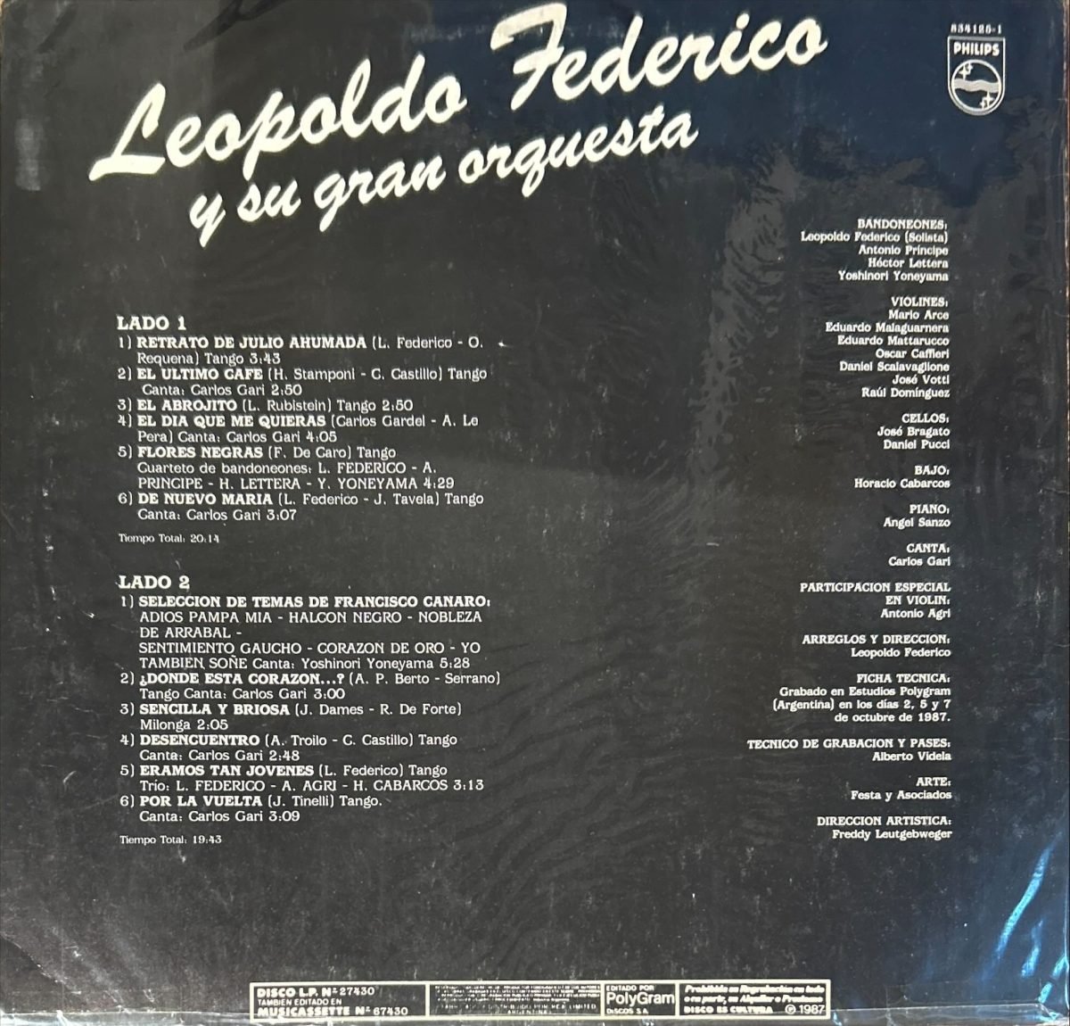 Leopoldo Frederico Y Su Gran Orquestra LP Plak (Tango) - Görsel 2