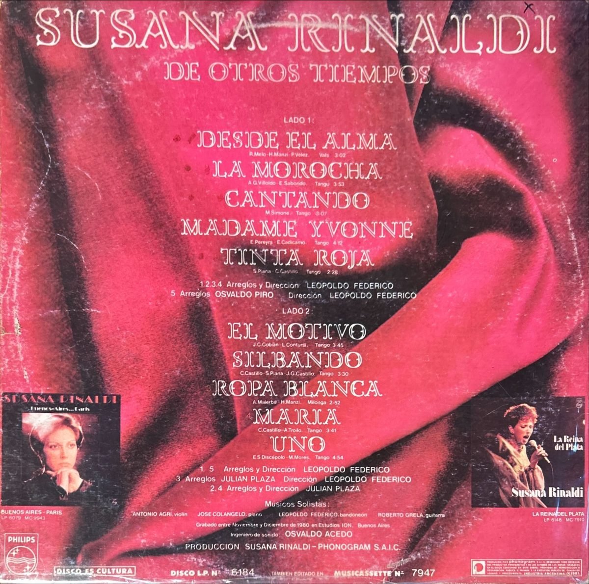 Susana Rinaldi – De Otros Tiempos LP Plak (Tango) - Görsel 2