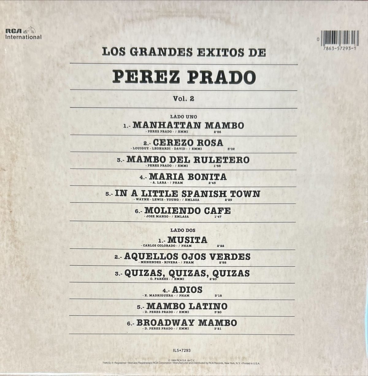 Perez Prado – Los Grandes Exitos De Perez Prado Vol. 2 LP Plak - Görsel 2