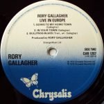 Rory Gallagher – Live In Europe LP Plak - Görsel 4