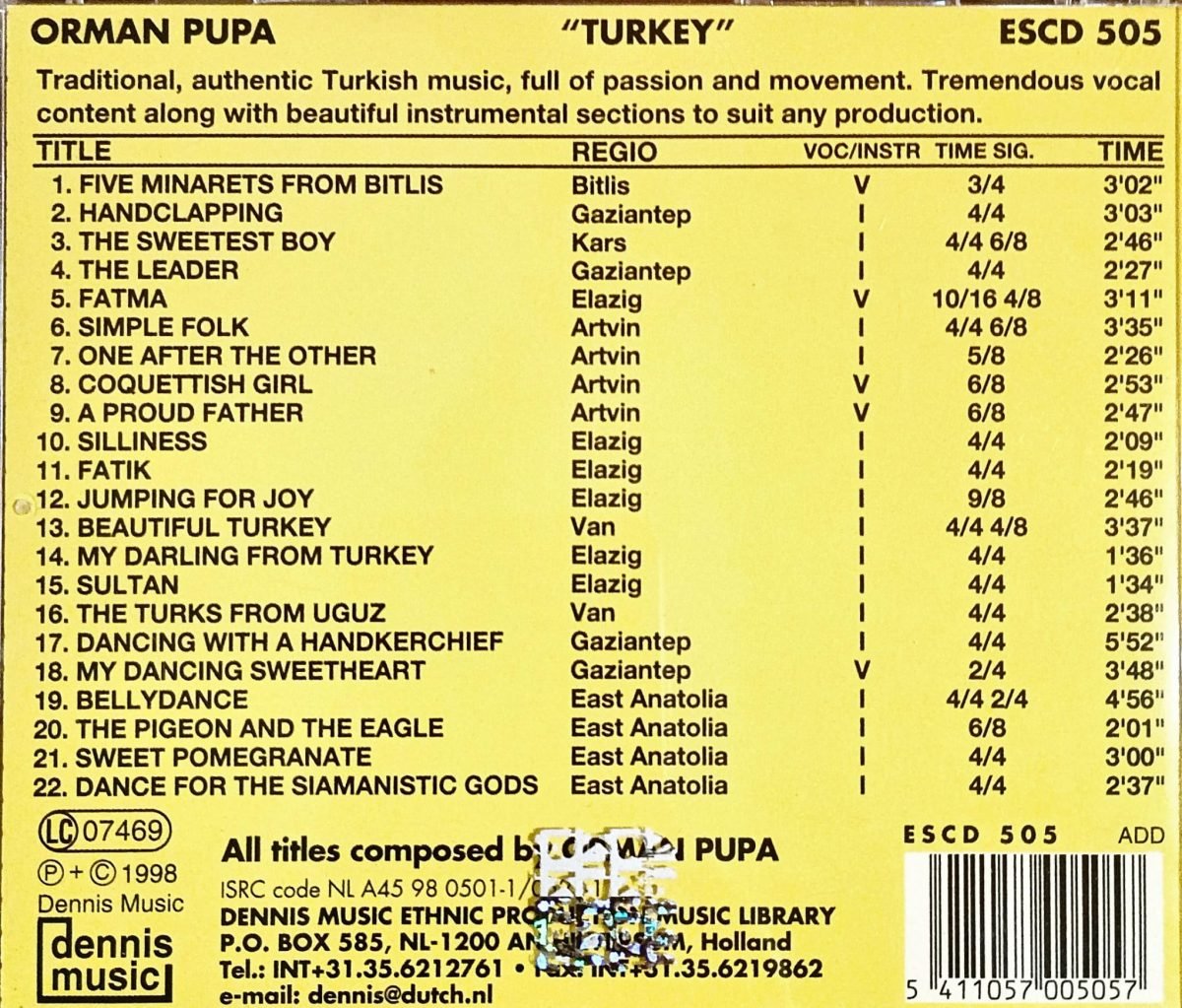 Turkey Orman Pupa Ethnic Production Library CD - Görsel 2