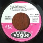 Jacques Dutronc – A La Vie, A L'amour 45lik Plak - Görsel 3