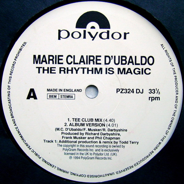 Marie Claire D'Ubaldo – The Rhythm Is Magic 12''Maxi Single Plak (Early House)