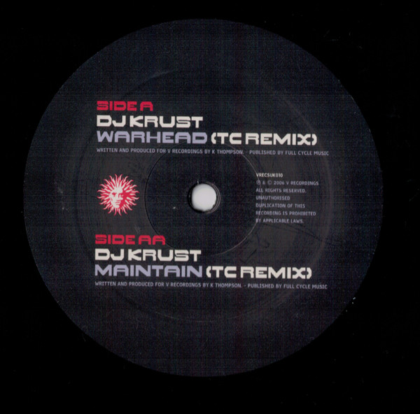 DJ Krust – Warhead / Maintain (TC Remixes) 12'' Maxi Single (Drum n Bass)