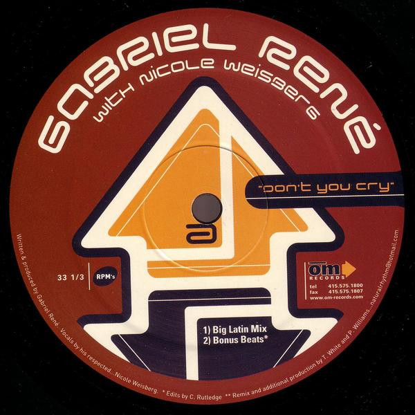 Gabriel René – Don't You Cry 12'' Maxi Single Plak (Deep House)