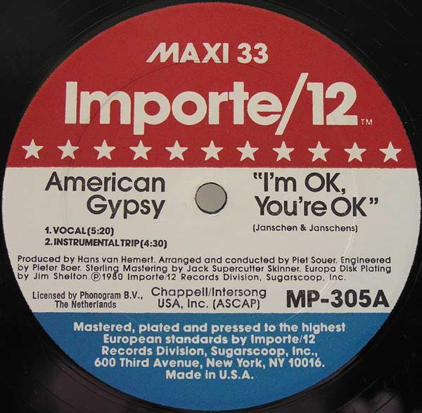 American Gypsy – I'm OK, You're OK 12'' Maxi Single Plak